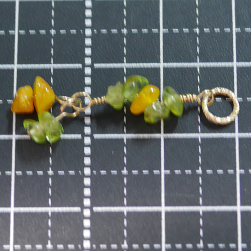 14KGF】グリーンと琥珀の彩り｜天然石ペンダントトップ 59