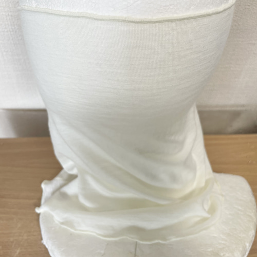 ゆったりやわらかリネン麻100%生成りオフホワイトネックウォーマー  