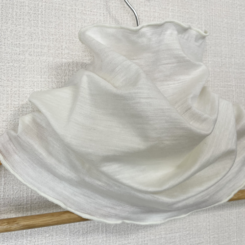 ゆったりやわらかリネン麻100%生成りオフホワイトネックウォーマー  