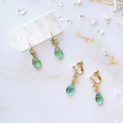 14kgfグリーンフローライトピアス/イヤリング 楽天市場】フローライト ピアス イヤリング / 14KGF ゴールドフィルド