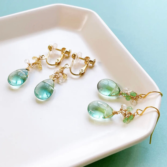 風にとける光＊グリーンフローライトのピアス/イヤリング イヤリング