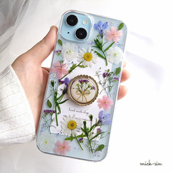 ホワイトフラワーがいっぱいの押し花【全機種対応】 Android
