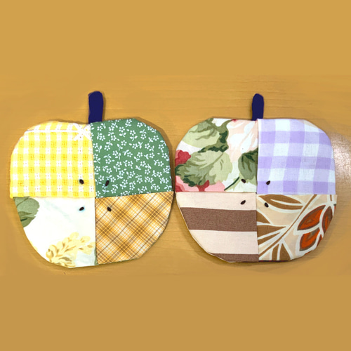 ？ページです❤️リンゴ型パッチワーク パッチワークりんごコースター② コースター たいよう 通販 19328643