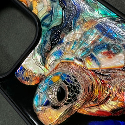 iPhone 17/16 海龜珍珠母貝設計手機殼，天然貝殼材質，可個性化定制，防震保護套，兼容所有型號，型號 066 第3張的照片