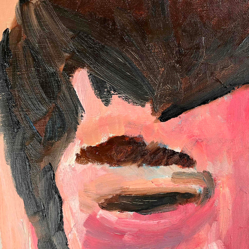 38×46㎝「キス待ちおじさん」F8・油彩・原画 N 絵画 かいがの