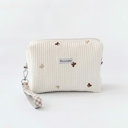 受注販売】刺繍ヌビバッグ ポーチ付き 韓国キルト シンプル