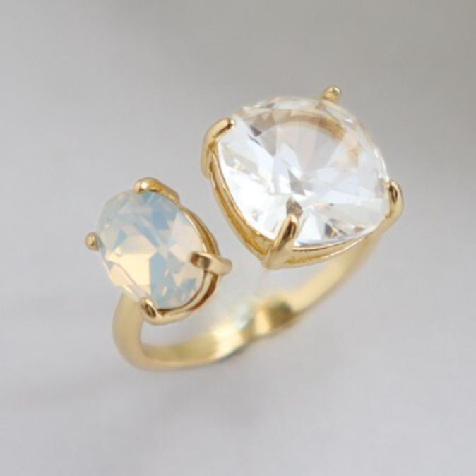 【透明感】リング 指輪 重ね付け 誕生石 フリーサイズ クリア フォークリング  夏 プレゼント 母の日