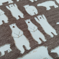 44-64◆２５×２０ｃｍ◆巾着袋Ｍサイズ◆しろくま＊シロクマ柄◆給食袋＊トリオセット＊お道具入れなど◆茶 2枚目の画像