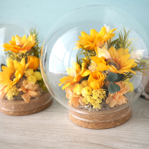 ✾ᵗʱᵃᵑᵏᵧₒᵤ販売×7✾【オビツ11】おでかけひまわりドレス①ガラスドーム付 ✾ᵗʱᵃᵑᵏᵧₒᵤ販売×7✾【オビツ11】おでかけひまわりドレス①ガラス