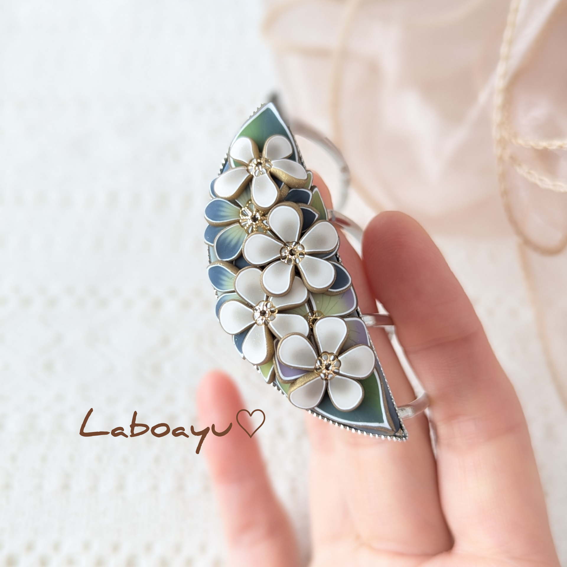 三日月型かんざし〈Bouquet・くすみ和のcolorブーケ・盛り〉