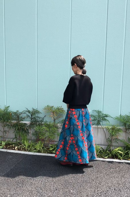 【受注製作】フレアマキシスカート長さが選べる！赤い実ボタニカル05801かめ庵