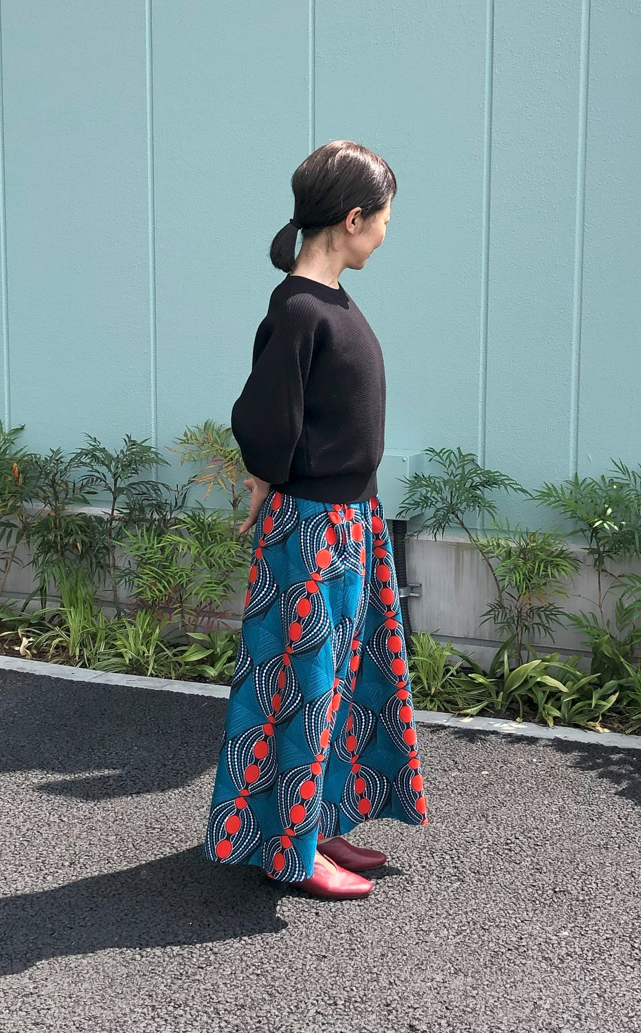 【受注製作】フレアマキシスカート長さが選べる！赤い実ボタニカル05801かめ庵