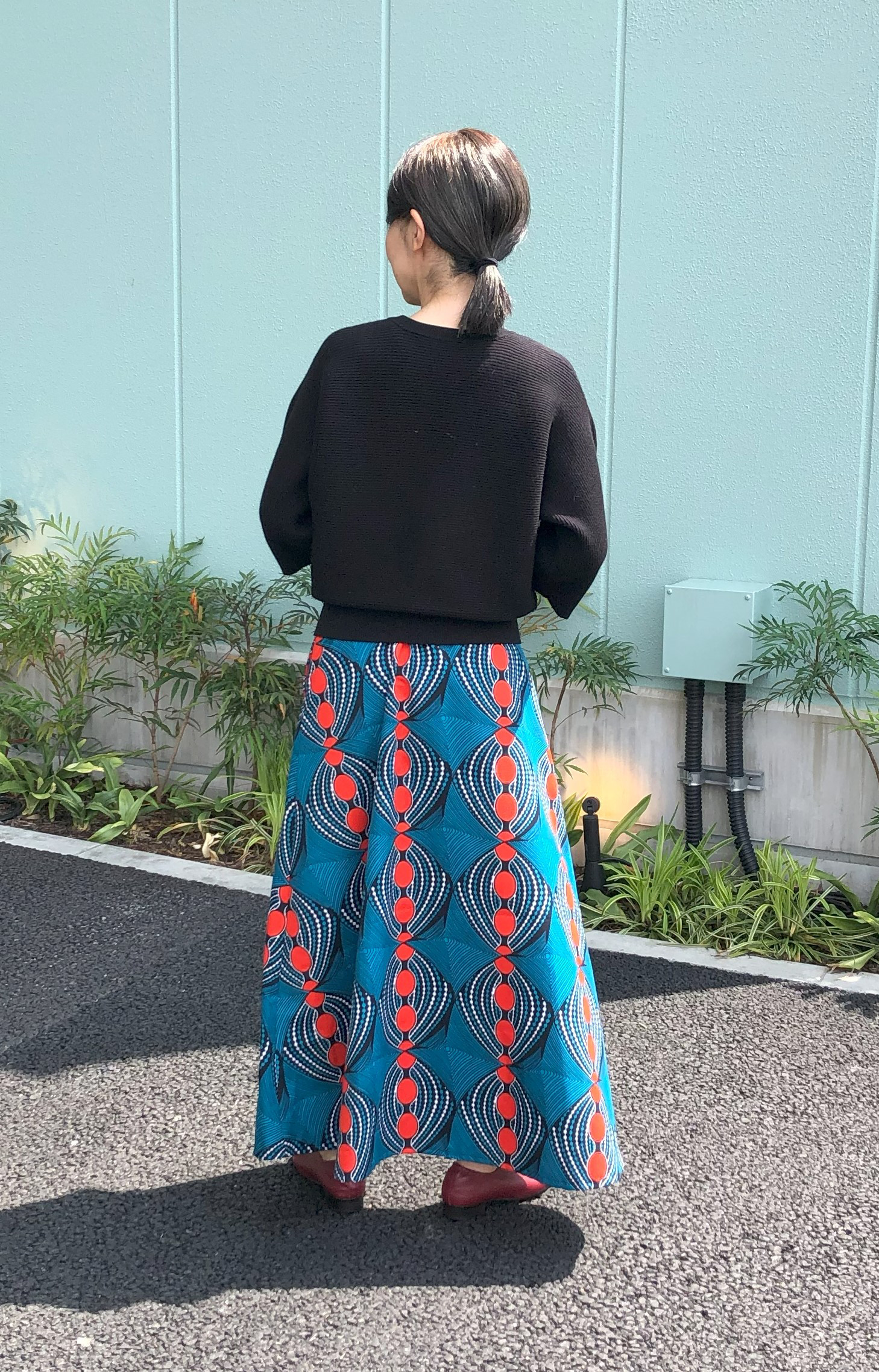 【受注製作】フレアマキシスカート長さが選べる！赤い実ボタニカル05801かめ庵