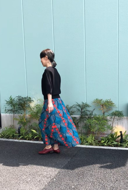 【受注製作】フレアマキシスカート長さが選べる！赤い実ボタニカル05801かめ庵