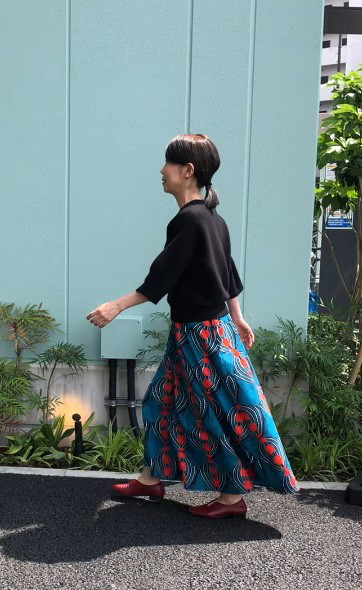 【受注製作】フレアマキシスカート長さが選べる！赤い実ボタニカル05801かめ庵