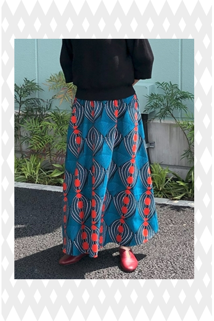 【受注製作】フレアマキシスカート長さが選べる！赤い実ボタニカル05801かめ庵