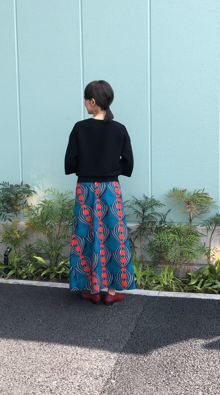 【受注製作】フレアマキシスカート長さが選べる！赤い実ボタニカル05801かめ庵