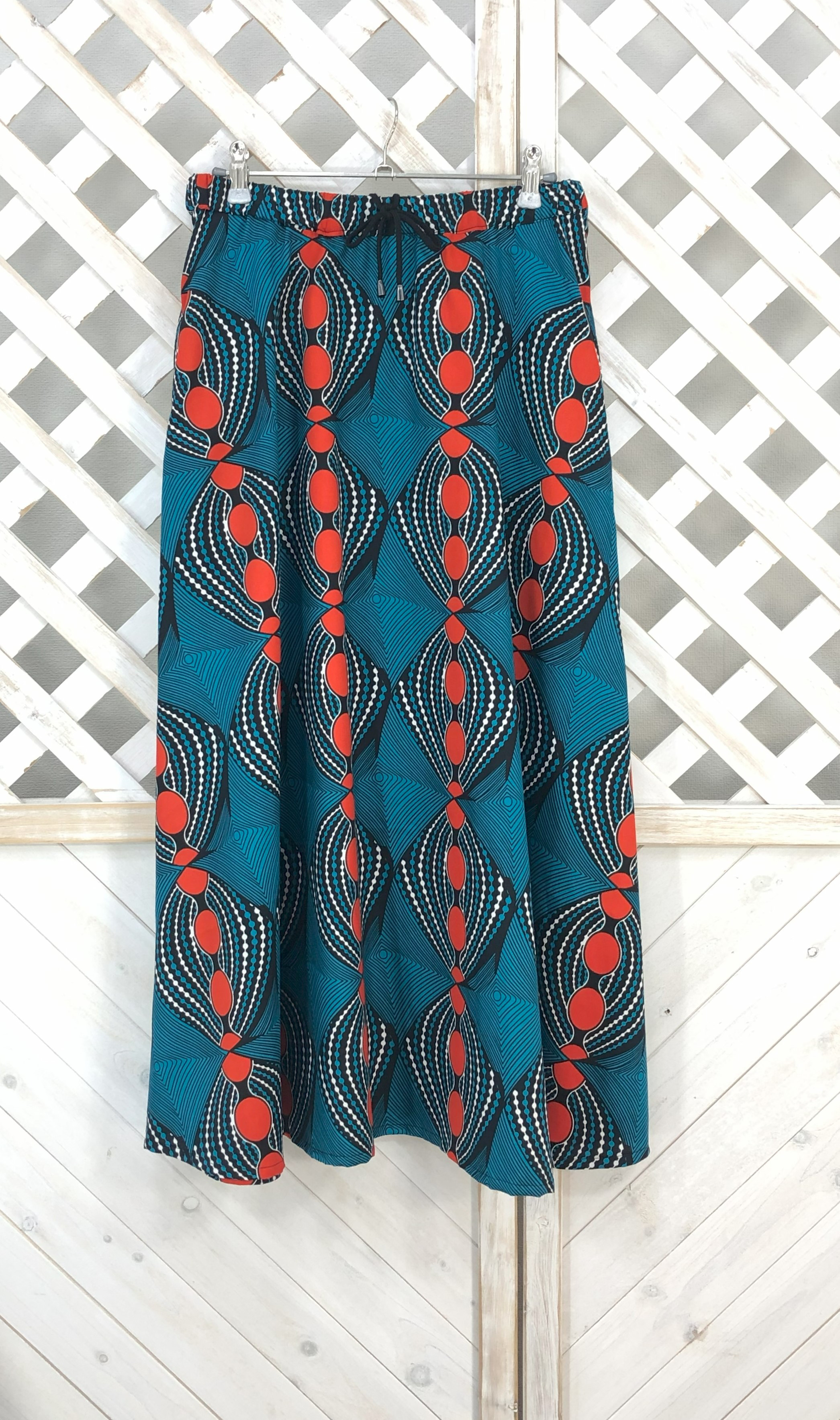 【受注製作】フレアマキシスカート長さが選べる！赤い実ボタニカル05801かめ庵