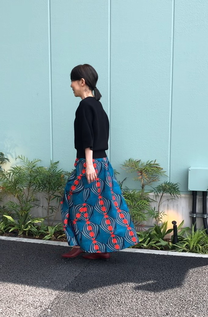 【受注製作】フレアマキシスカート長さが選べる！赤い実ボタニカル05801かめ庵