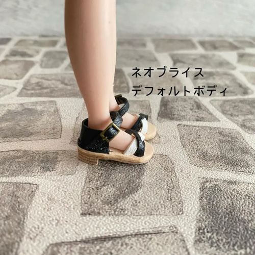 ネオブライス&ピュアニーモS リカちゃん ドール靴【サンダル 黒