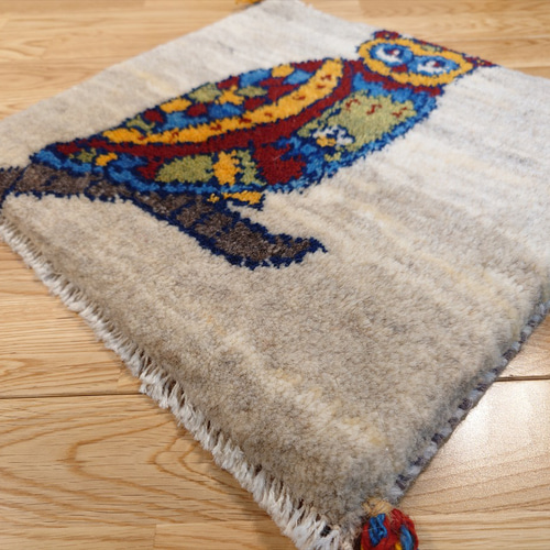 ペルシャ ギャッベ ミニマット ラグ 40x39㎝ フクロウ T5836