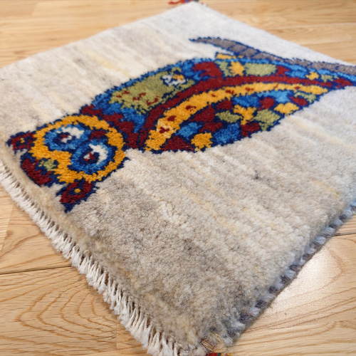 ペルシャ ギャッベ ミニマット ラグ 40x39㎝ フクロウ T5836