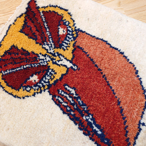 ギャべ⭐︎動物刺繍ラグ 約57cm x 85cm ペルシャギャッベ リーズ ラグ B-23256 玄関マット | オーダー