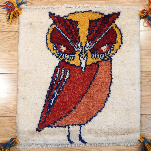 ペルシャ ギャッベ ミニマット ラグ 38x41㎝ フクロウ T5500