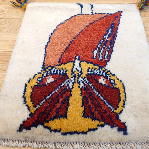 ギャべ⭐︎動物刺繍ラグ 約57cm x 85cm ペルシャギャッベ リーズ ラグ B-23256 玄関マット | オーダー