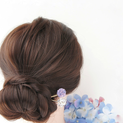 玉かんざし二本セット 〔 紫陽花 しっとり紫 〕 簪 髪飾り 浴衣 着物