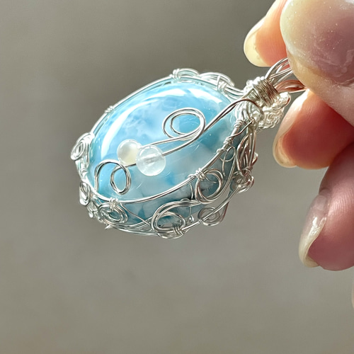 ラリマー 丸型 ペンダントトップ(天然石 天然石アクセサリー