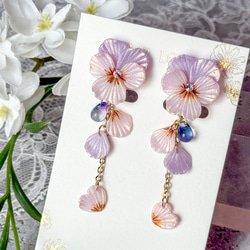 可憐な椿クリップイヤリング アシンメトリー ポリマークレイ オーブン