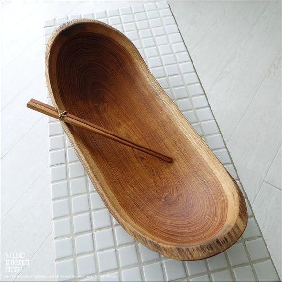 チーク無垢材 beansボウル / NA10 大型トレイ 大型食器 盛り皿 サラダボウル 入れ物 自然な様 ナチュラル 1枚目の画像