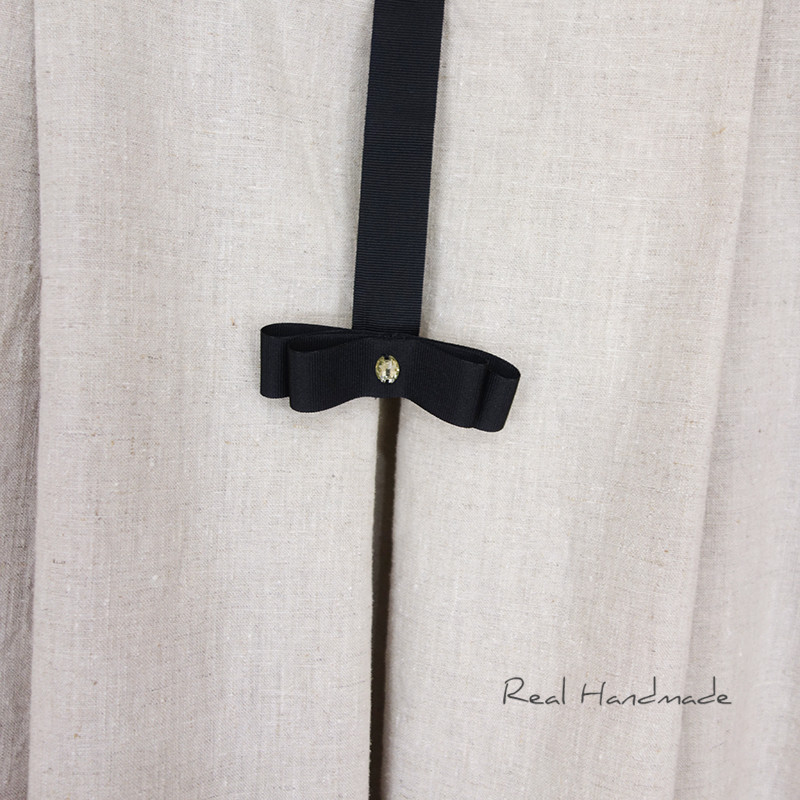 Cocoバイカラー・グログランリボンリネンワンピース（ピン付き）