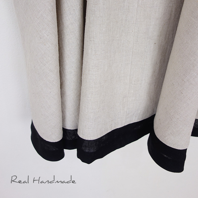 Cocoバイカラー・グログランリボンリネンワンピース（ピン付き）