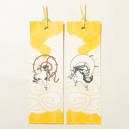 風神雷神猫又 栞 セット しおり 水引 読書 本 日本 和 ねこ 妖怪