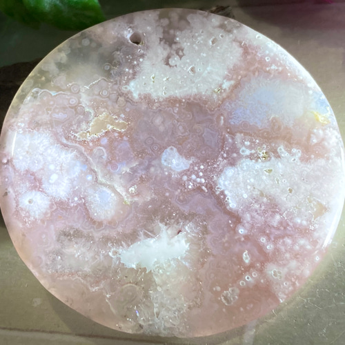 チェリーブロッサムアゲート 桜カルセドニー 櫻瑪瑙 穴あき