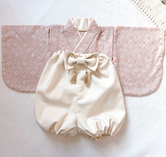 【60-100ワンサイズ】ベビー袴　ベビー着物　お食い初め　初節句 3枚目の画像