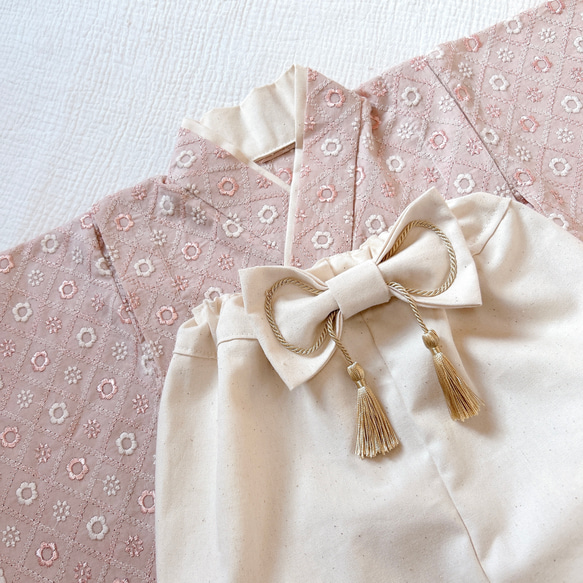 【60-100ワンサイズ】ベビー袴　ベビー着物　お食い初め　初節句 2枚目の画像