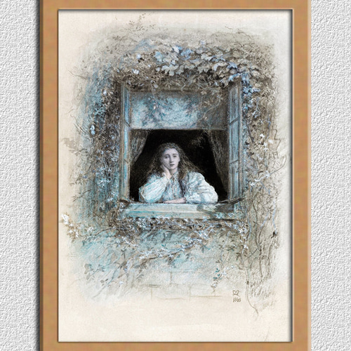 窓から顔を出す女性 A4 イギリスのアート 絵画 ARTE 通販