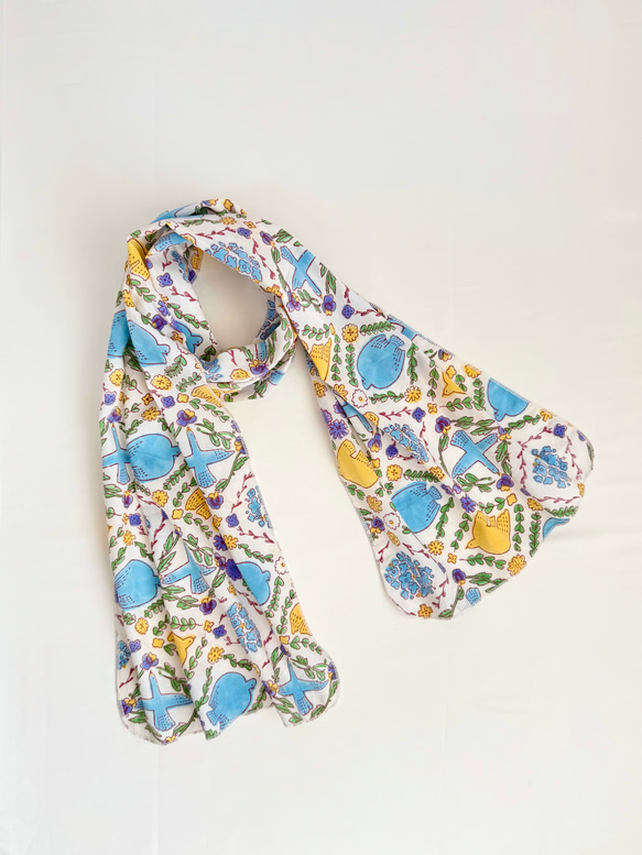 【冷え日焼け対策】オーガニックコットンのストール BIRDS 1枚目の画像