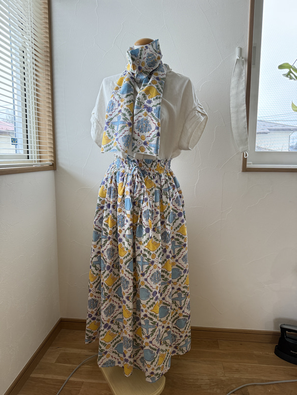 【冷え日焼け対策】オーガニックコットンのストール BIRDS 5枚目の画像