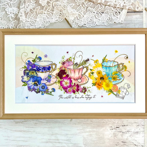 おしゃれなティーカップの押し花アート額 その他インテリア雑貨 神戸
