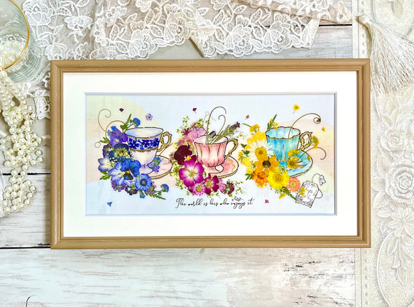 おしゃれなティーカップの押し花アート額 その他インテリア雑貨 神戸