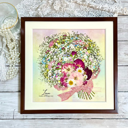 ガーベラのブーケアレンジ 押し花額 インテリアアートフレーム その他