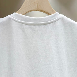 美しい裾透かし刺繡仕様　綿混カットソー・Tシャツ【秋春夏】白 4枚目の画像