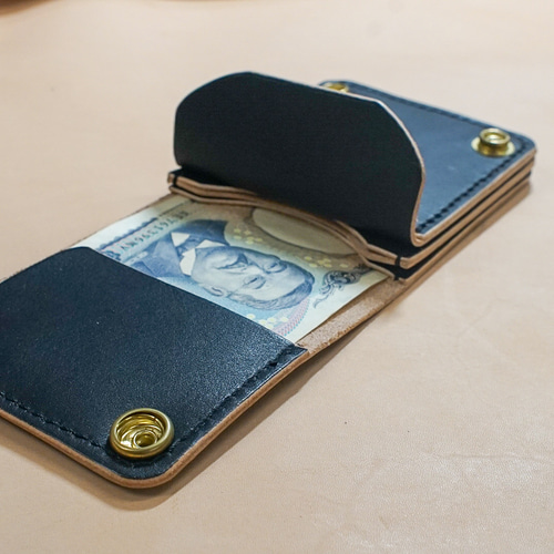 ジキルさん専用品トラッカーウォレット 丘染め 紺×青 (63) スマートトラッカーウォレット 丘染め ブラック 茶芯 コンパクト