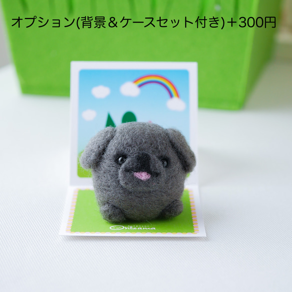 ペキニーズのお散歩マスコット｜手のひらサイズの羊毛フェルト　ペキニーズブラック 2枚目の画像