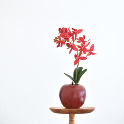 アップル＋オーキッド！？ 赤いりんごと蘭(レッド)　アーティフィシャルフラワー　咲き続けるフラワーインテリア 4枚目の画像