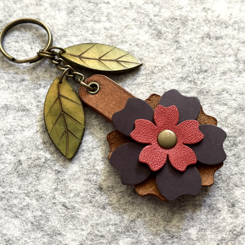 POPO│両面ツートン│花柄レザーキーホルダー その他アクセサリー POPO